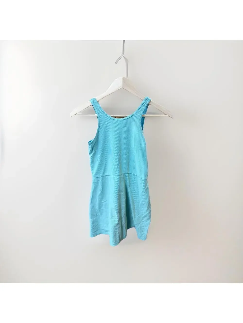 (RFB3) Girls XL Old Navy PowerSoft Sleeveless Ribbed Athletic Dress in Blue/Gree